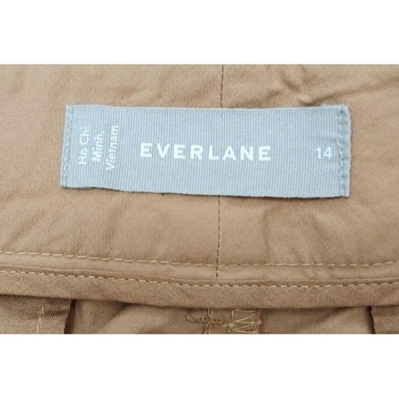 Everlane The Poplin Pleated Taper Pant Brown Caramel Size 14 - Picture 9 of 12